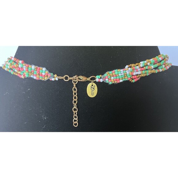 ZAD Boho Seed Bead Beaded Multicolor Necklace Turquoise Purple Pink Gold - Picture 5 of 5